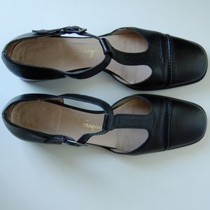 Ferragamo Cavin Pebbled T-strap Mary Jane Pumps